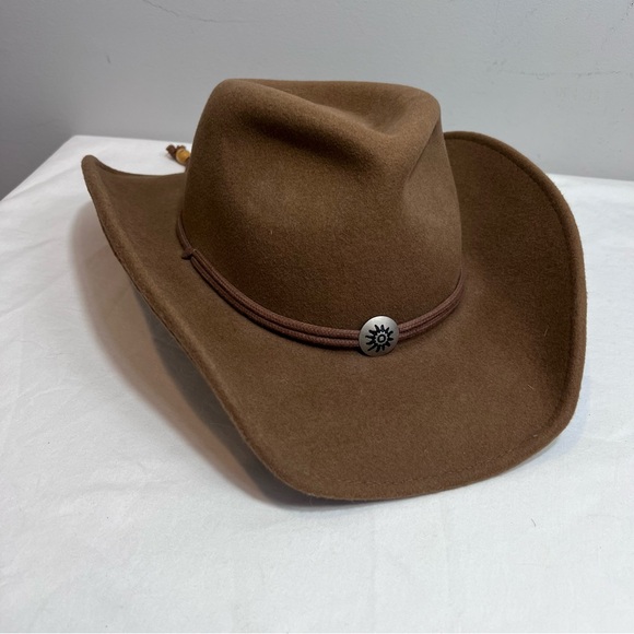 Scala brown wool felt adjustable brim cowboy hat large